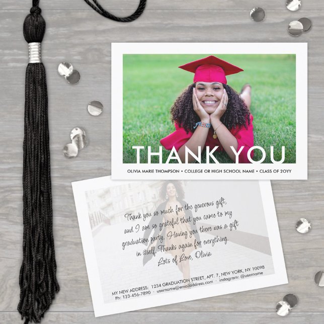 Graduate New Address 2 Foto Vielen Dank Abschluss Dankeskarte (Von Creator hochgeladen)