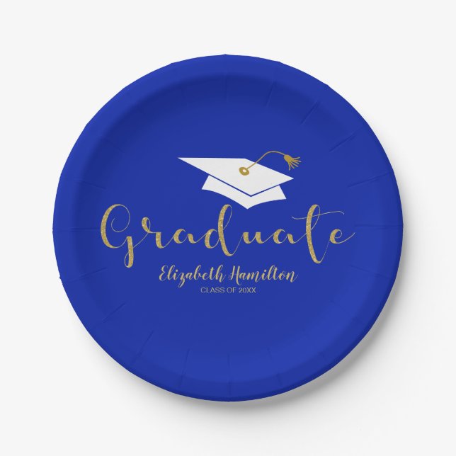 Graduate Niedlich Gold Glitzer Calligraphy Abschlu Pappteller (Vorderseite)