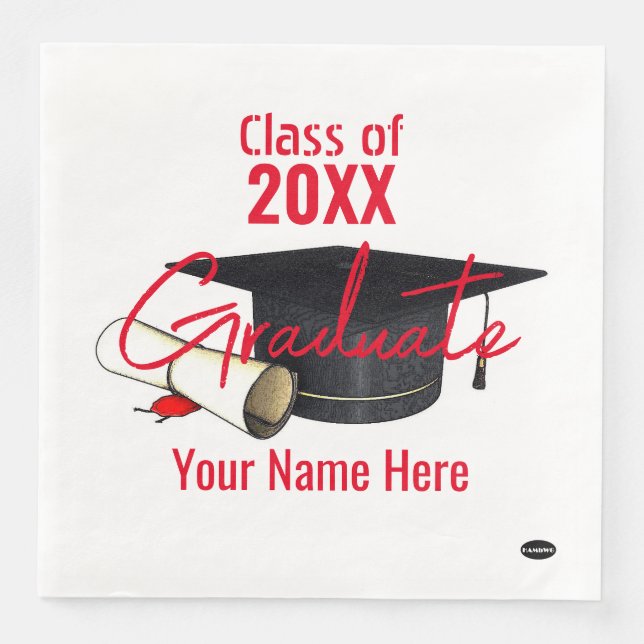 Graduate Paper Napkin - Cap and Diploma HAMbyWG Serviette (Vorderseite)