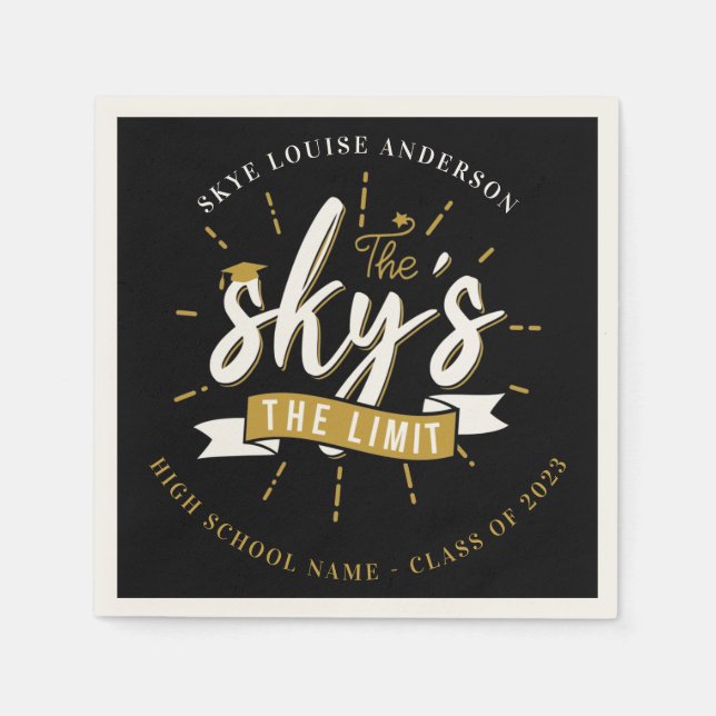 Graduate Party Sky ist der Limit Senior Abschluss Serviette (Vorderseite)