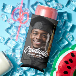 Graduate Photo Bold Script Graduation Party Favor Selters Dosenkühler
