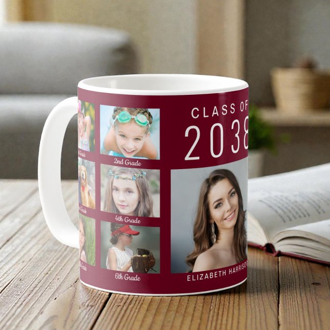 Graduate Photo Collage Burgundy Graduation Kaffeetasse (Graduate Photo Collage Burgundy Graduation Coffee Mug)