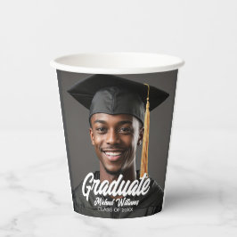 Graduate Photo w Bold Script Graduation Party Pappbecher