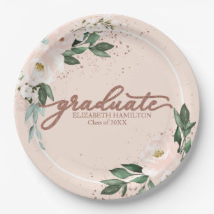 Graduate Pink Blush Blush Bloral Graduation Party Pappteller