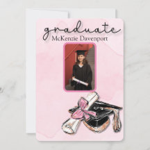 Graduate Pink Gold Glitzer Cap Diploma Foto hinzuf