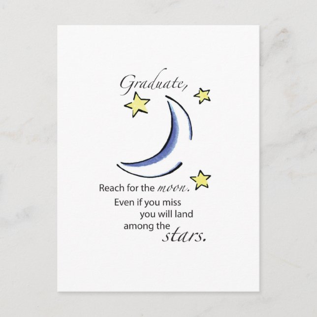 Graduate Reach for Moon, Glückwunsch Ankündigungspostkarte (Vorderseite)