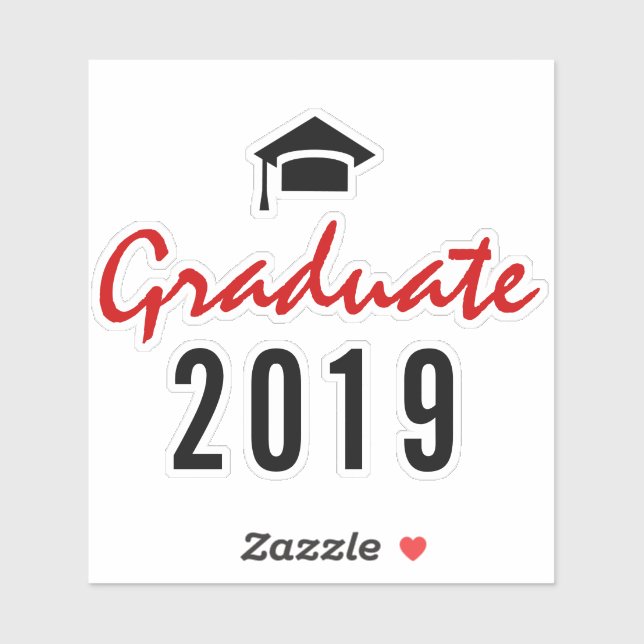 Graduate Red, Black Abschluss 2019 handschriftlich Aufkleber (Blatt)