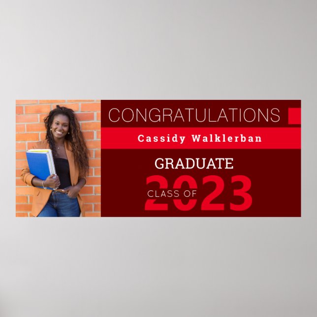 Graduate Red Burgundy Foto Abschluss Poster (Vorne)