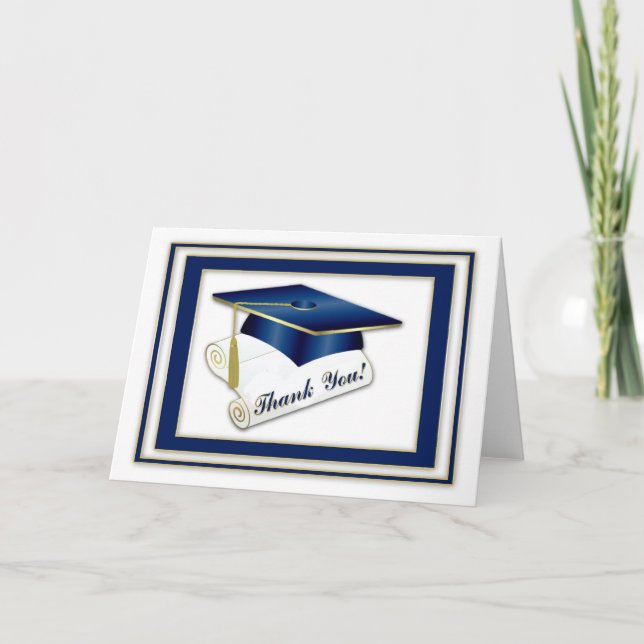 Graduate Royal Blue Vielen Dank Dankeskarte (Vorderseite)