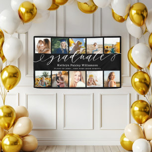 Graduate Script 10 Foto Collage Black Abschluss Banner