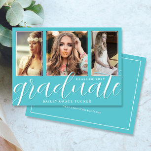 Graduate Script 3-Foto Türkis Abschluss Ankündigung