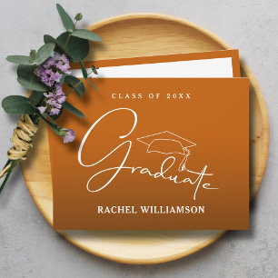 Graduate Script Burnt Orange Vielen Dank Mitteilungskarte