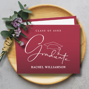 Graduate Script Crimson Red Vielen Dank Mitteilungskarte