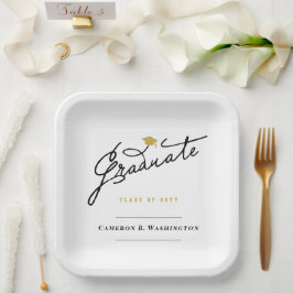 Graduate Script Grad Cap Simple Graduation Party Pappteller