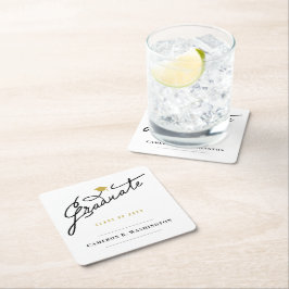 Graduate Script Grad Cap Simple Graduation Party Rechteckiger Pappuntersetzer