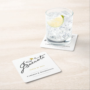 Graduate Script Grad Cap Simple Graduation Party Rechteckiger Pappuntersetzer