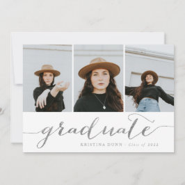 Graduate Script Silver Foto Collage | Abschluss Einladung