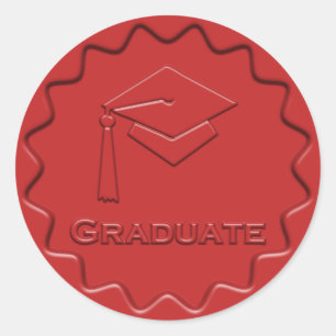 Graduate Sign Red Wax Siegel Runder Aufkleber