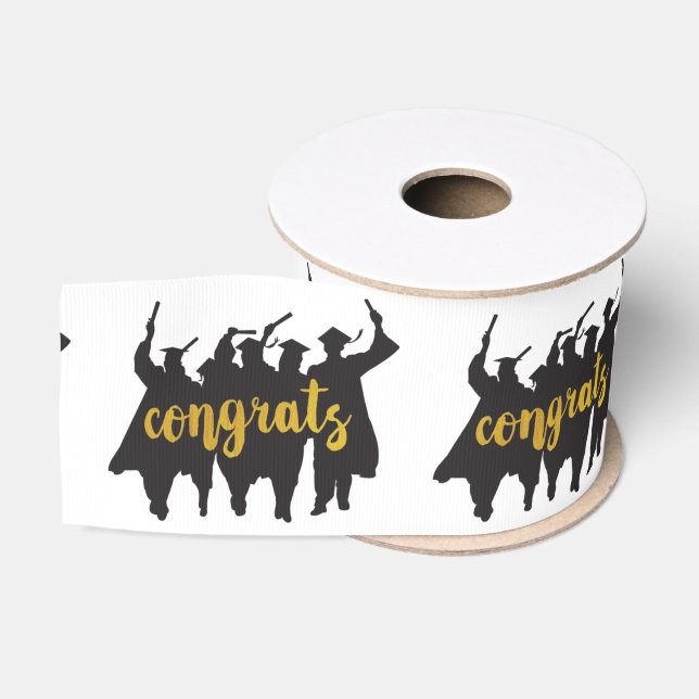 Graduate Silhouettes With Congrats Text Ripsband (Spule)