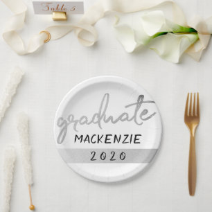 Graduate Silver Script   Trendy Imitats Metallic Pappteller