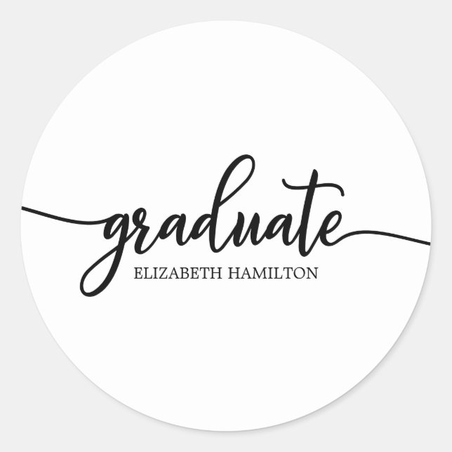 Graduate Simple Chic Calligrafy Abschluss Classi Runder Aufkleber (Vorderseite)