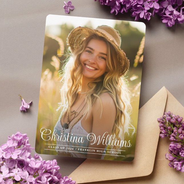 Graduate Simple Elegante Modernes Foto Abschluss Ankündigung (Graduate Simple Elegant Modern Photo Graduation Announcement)