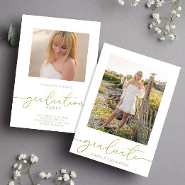 Graduate Simple Elegante Typografy Foto Gold Ankündigung