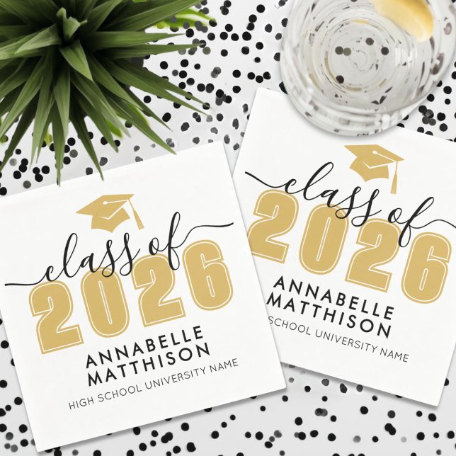 Graduate Simple Gold Abschluss Serviette (Graduate Simple Gold Graduation Napkins)