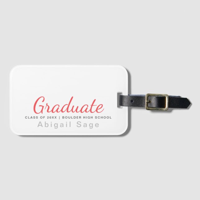 Graduate Simple Modern Minimalistisch Abschluss Gepäckanhänger (Vorderseite (Horizontal))
