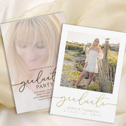 Graduate Simple Modern Stylish Typografy Gold Einladung