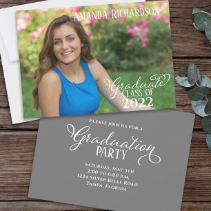 Graduate Simple Stylish Elegant Calligraphy Script Einladung