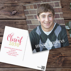 Graduate Simple Trendy Modern Minimalistisch Red Postkarte