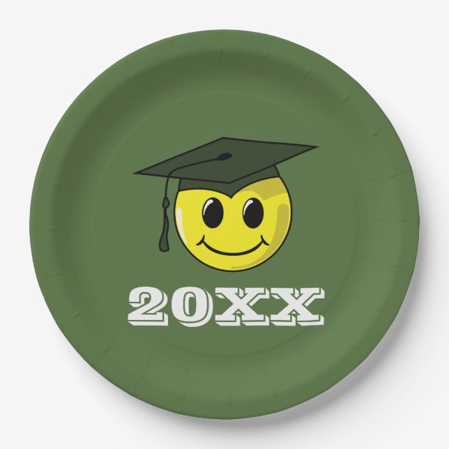 Graduate Smiling Face Graduation Cap Pappteller (Vorderseite)
