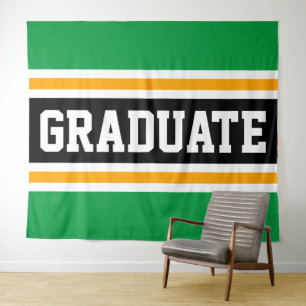 GRADUATE Sportlich Hellgrün Schwarz Orange Streife Wandteppich