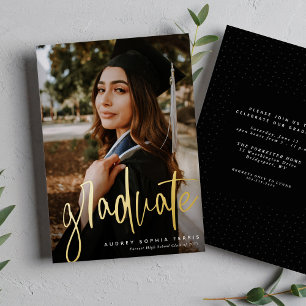 Graduate trendy moderne stilvolle Foto Abschluss Folieneinladung