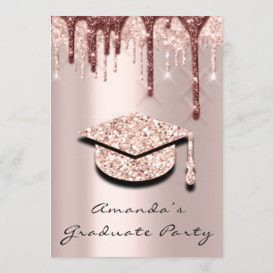 Graduate Tropfens Rose Gold Cap 3D Brown Glam Part Einladung