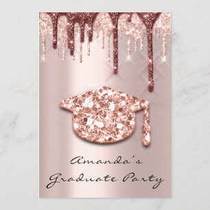 Graduate Tropfens Rose Gold Cap 3D-Effekt Glam Par Einladung
