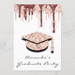 Graduate Tropfens Rose Gold Cap 3D Glam WHite Einladung