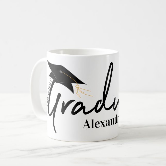 Graduate Typografy & Your Name Class of Tasse (Vorderseite Links)