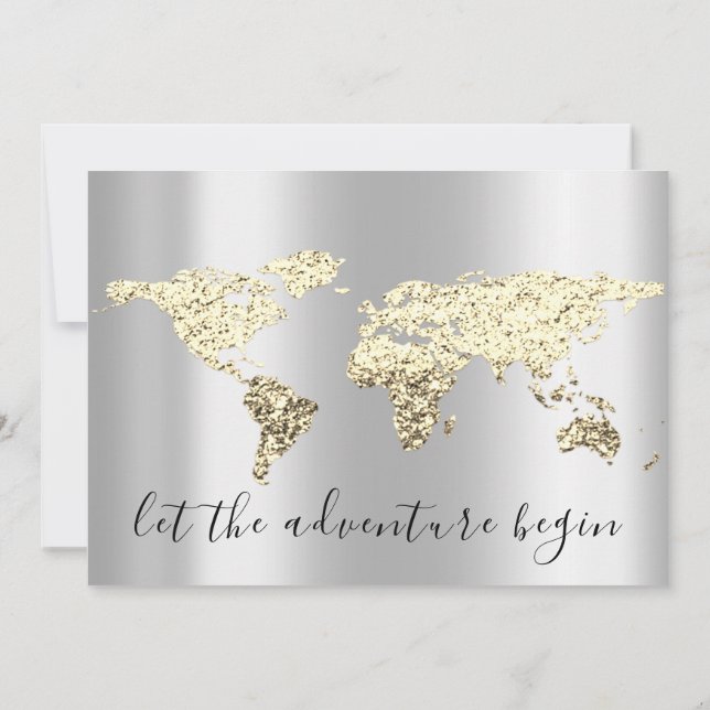 Graduate we Move Wedding Gold Zielkarte Gray Einladung (Rückseite)