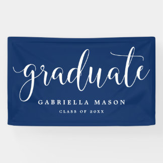 Graduate White Script | Benutzerdefinierte Hinterg Banner