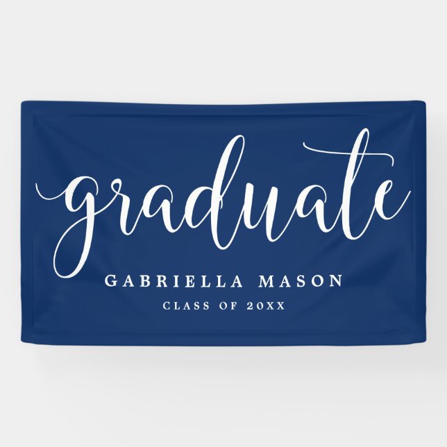 Graduate White Script | Benutzerdefinierte Hinterg Banner (Horizontal)