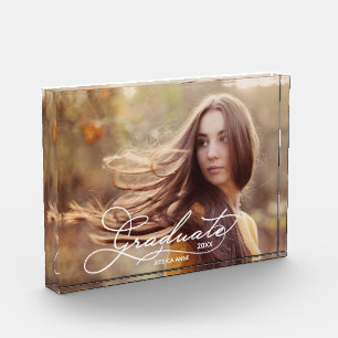 Graduate White Script Fotoblock