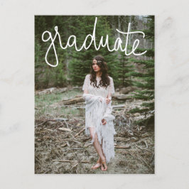 Graduate White Typografy | Save the Date Foto Ankündigungspostkarte