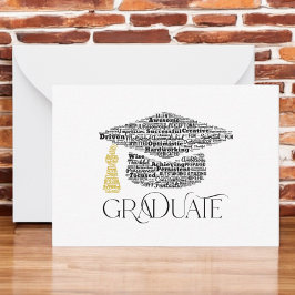 Graduate Words Graduation Cap Party Mitteilungskarte