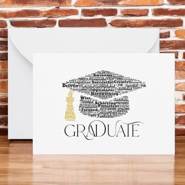 Graduate Words Graduation Cap Party Mitteilungskarte (Von Creator hochgeladen)