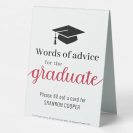 Graduate Words of Advice Black Red Tischaufsteller