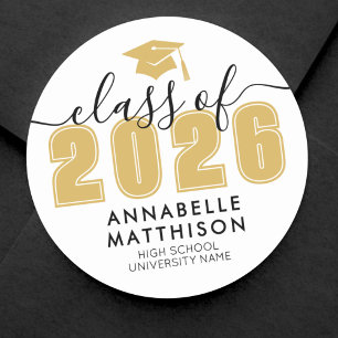 Graduate Yellow Abschluss Runder Aufkleber