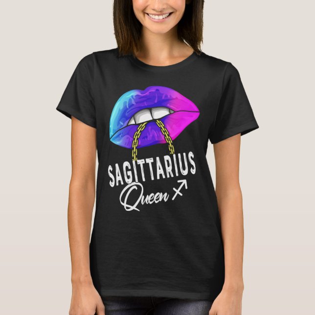 Graduated Purple Blue Sagittarius Queen November D T-Shirt (Vorderseite)