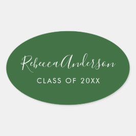 Graduate's Name Class of 2023 Green Ovaler Aufkleber